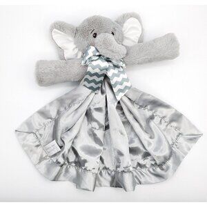 Gray Elephant Lovey Security Blanket by Bearington Baby 15" Satin